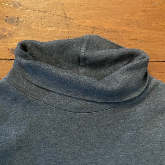 Lands' End Supima Cotton Turtleneck Heather Grey Roll Neck Shirt - Picture 4 of 6